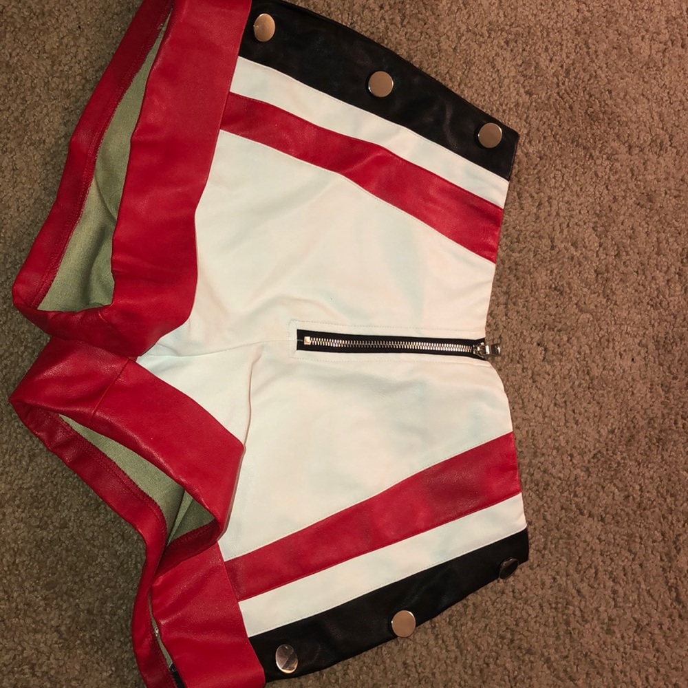 High waisted faux leather shorts